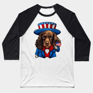 Funny 4th of July Boykin Spaniel Dog Baseball T-Shirt